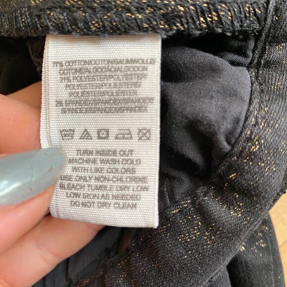 𝅺FREE People Jeans Sz 28 Black Gold Speck Skinny - Picture 5 of 6